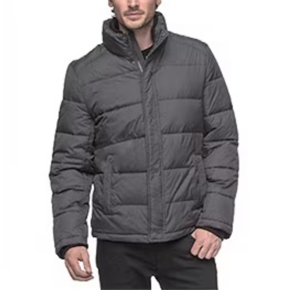Andrew Marc Men’s Charcoal Gray Full-Zip Puffer Coat